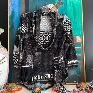 Bali Boho Monochrome Knit Cardigan M